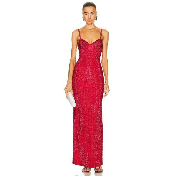 AREA Crystal Embellished Gown in Red - Picture 3 of 8